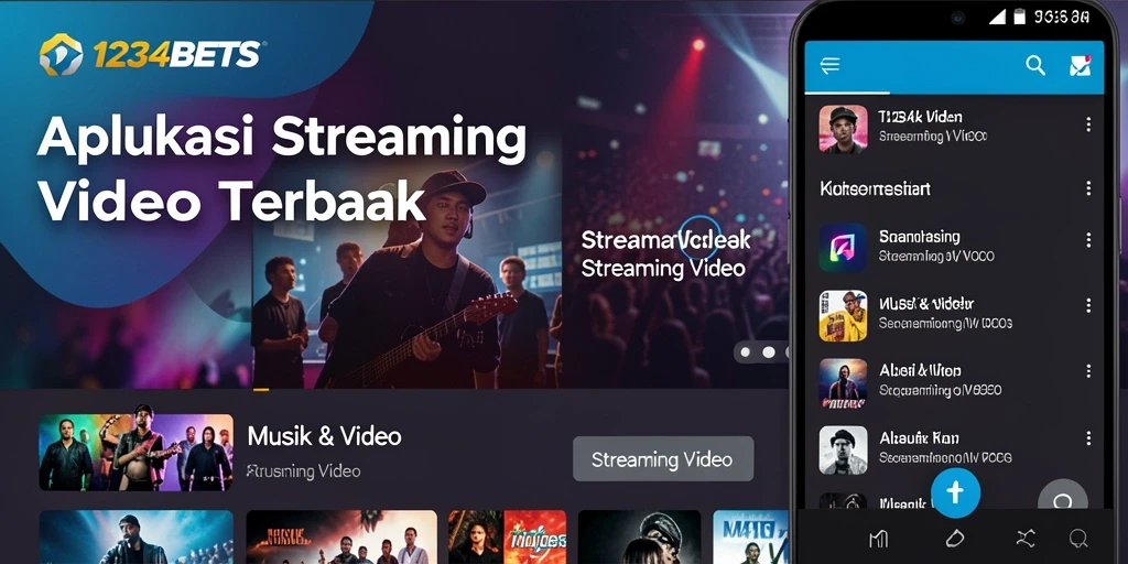 Tampilan antarmuka aplikasi Streaming Video 1234BETS yang menarik dan mudah digunakan.