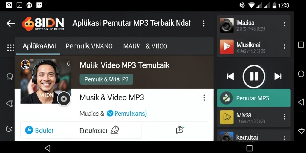 Antarmuka 68IDN yang bersih dan fungsional untuk Pemutar MP3.