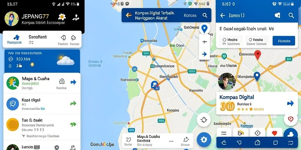 Tampilan intuitif dan fitur kompas digital JEPANG77 yang canggih.