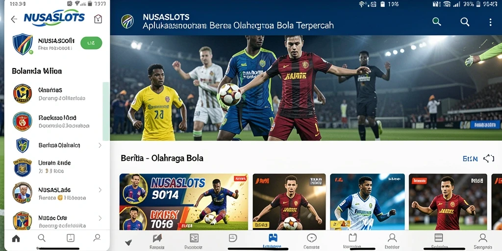 Antarmuka NUSASLOTS menampilkan berita dan update olahraga bola terkini.