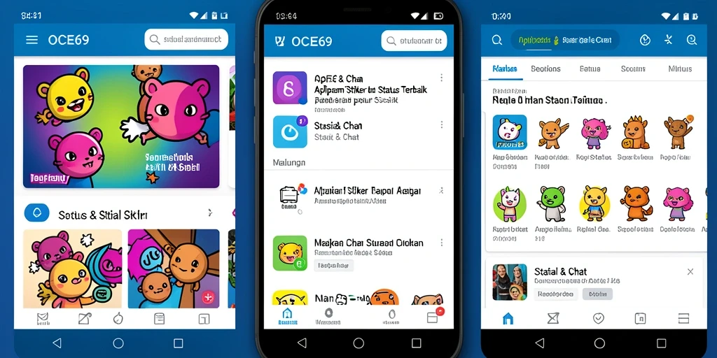 Tampilan antarmuka OCE69 dengan berbagai pilihan stiker yang menarik.