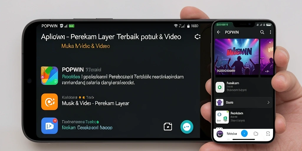 Antarmuka utama POPWIN dengan opsi perekaman layar yang lengkap.