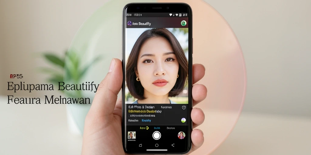Tampilan antarmuka aplikasi RP55 dengan fitur Kamera Beautify.