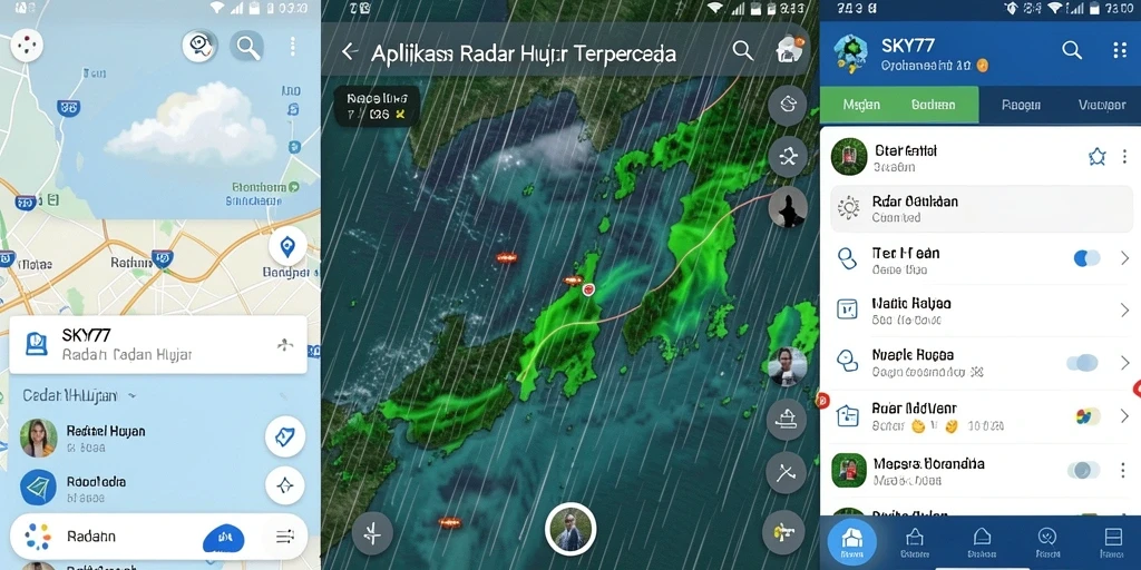 Tampilan antarmuka aplikasi SKY77 untuk pemantauan Radar Hujan.