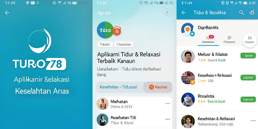 Tampilan antarmuka TURBO78 dengan fitur Tidur & Relaksasi yang menenangkan.