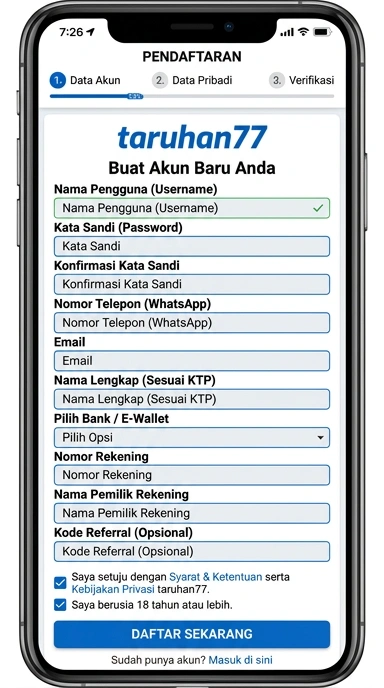 Panduan Registrasi Akun Baru Taruhan77 untuk Android